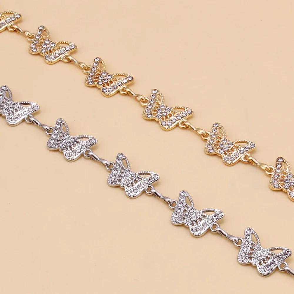 Silver and gold Metal Belly Chain For Women Cute Rhinestone Butterfly Belly Hip Chain Waist Belt For Women