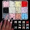 12Grids/Box Mixed Resin Bowknot Nail Art Decorations 3D Charms Kawaii Colorful Bow  Diy Manicure Tools Parts