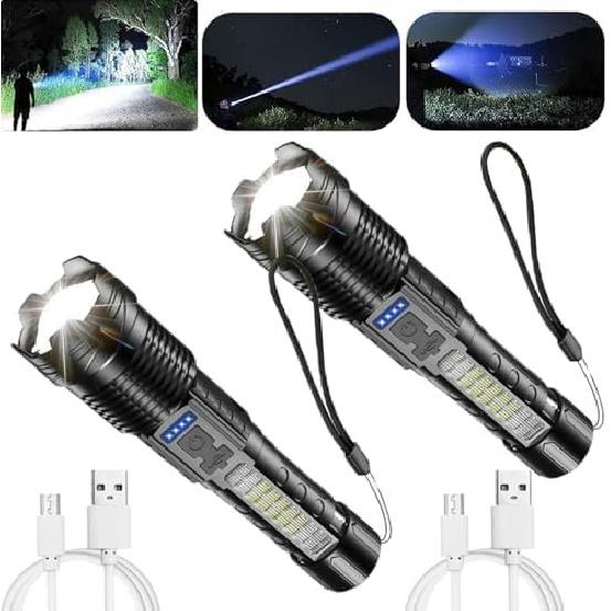 FETNHU Observatioy Flashlight, Observatioy Outdoor Lighting White Laser Flashlight, Observatory Flashlight with Cob Warning Side Work Light, USB