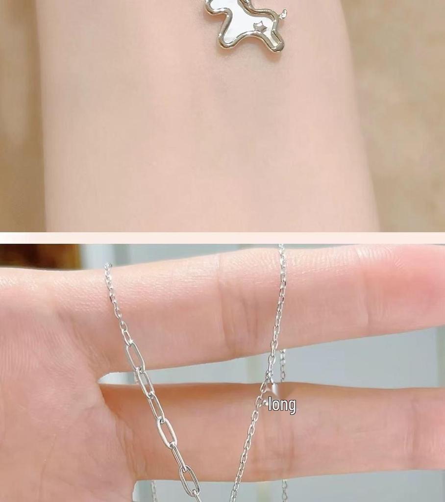 Starlight Unicorn Necklace: Nickel Silver with Real Gold, Zodiac Year Good Luck Charm for Women