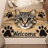 Cute Cat and Paw Entrance Doormat Carpet for Bedroom Living Room Hallway Anti-slip Soft Area Rug Welcome Mat Home Decoration