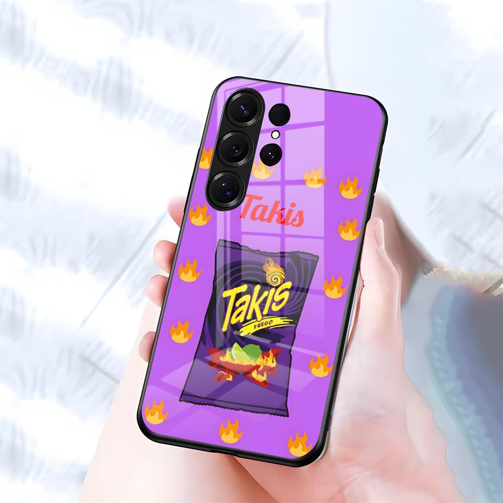 

Чехол для телефона T-TakisE Chips для Samsung S26 S25 S24 FE S23 S22 S21 Plus S20 Ultra Note20Ultra Черная стеклянная крышка Galaxy S24 Ultra