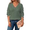 Women's Comfortable Loose Fashion Casual Solid Color V-Neck Long Sleeve Plus Size T-Shirt Top