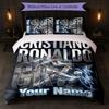 Set Biancheria da Letto Personalizzato Cristiano Ronaldo con Nome Testo 1 Copripiumino+2 Federe Logo Calcio Regalo Personalizzato per Occasione Speciale Arredamento Camera da Letto
