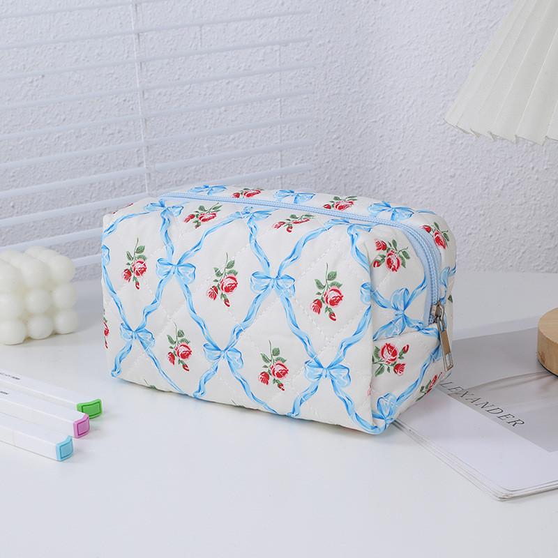 Cartoon Rose Pattern Pencil Case With Large Capacity For Students And School Supplies