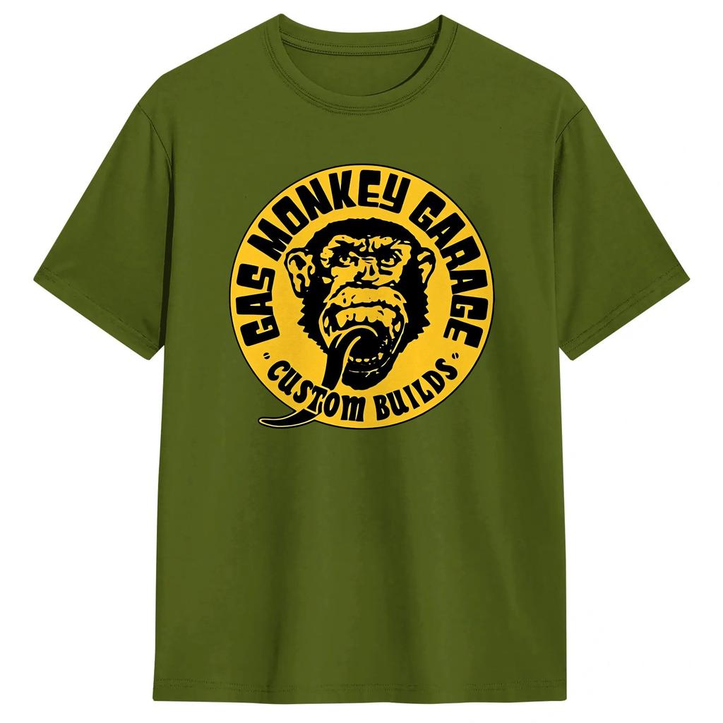 Monkey Gas Garage Unisexs T Shirts Awesome Tee Shirt Short Sleeve Crewneck TShirts Cotton Original Clothes