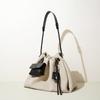 Casual Large-capacity Handbag New Linen First-layer Cowhide Drawstring Cloud Bag Fashion Women's Messenger Bag