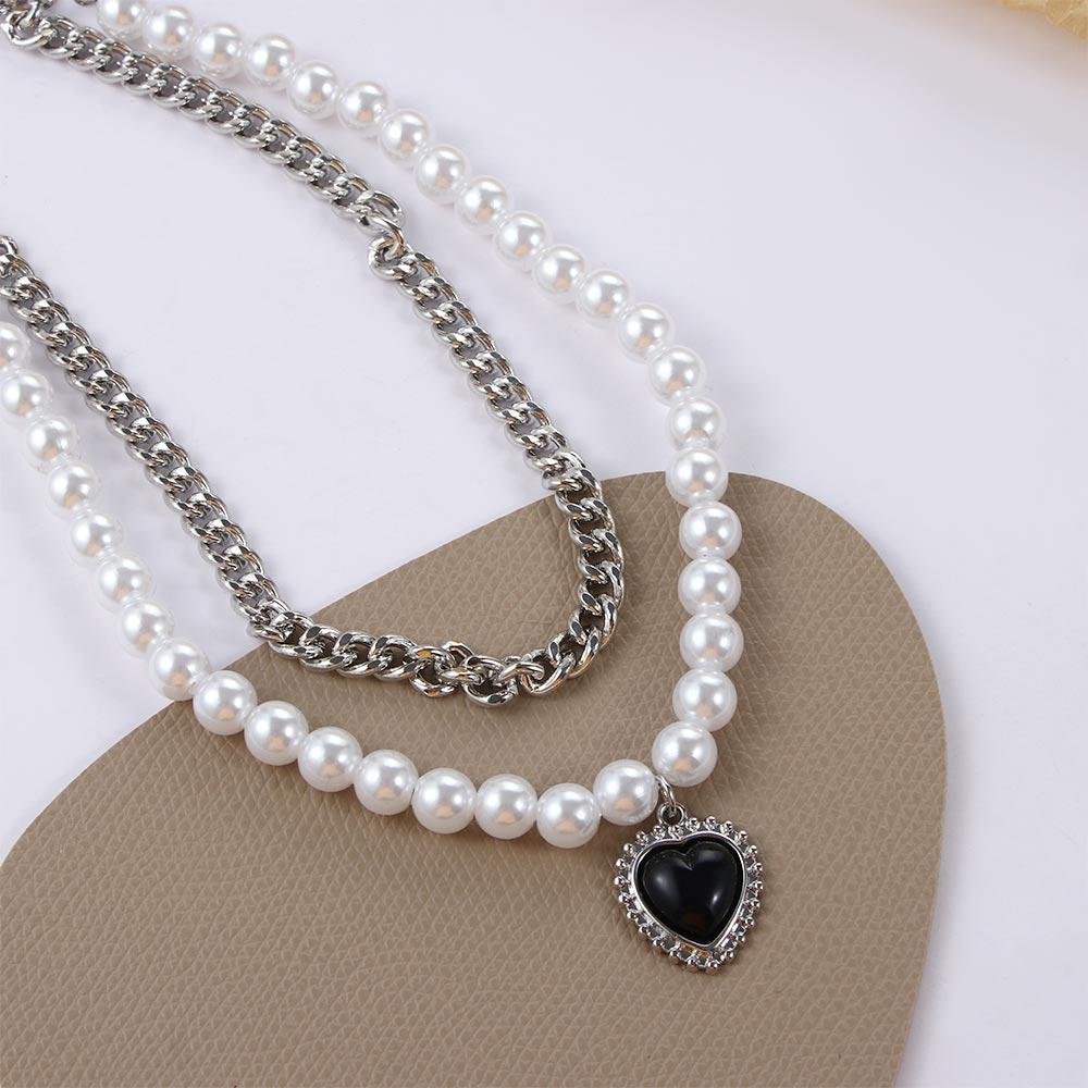 

Кулон «Любовь» с искусственным жемчугом, цинковый сплав, ожерелье в корейском стиле, женская цепочка на ключицу, модные украшения