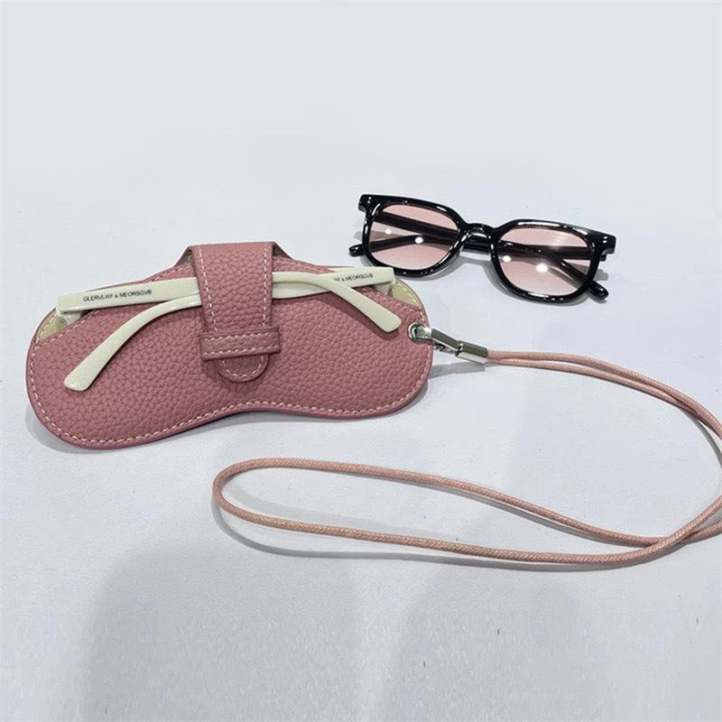 1PC Waterproof Sunglasses Bag Portable Hanging Neck Glasses Storage Case Fashion PU Leather Eyeglasses Pouch For Women Men