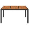 VidaXL Garden Table Wood Top Black 150x90x75 Cm Woven Resin 319901