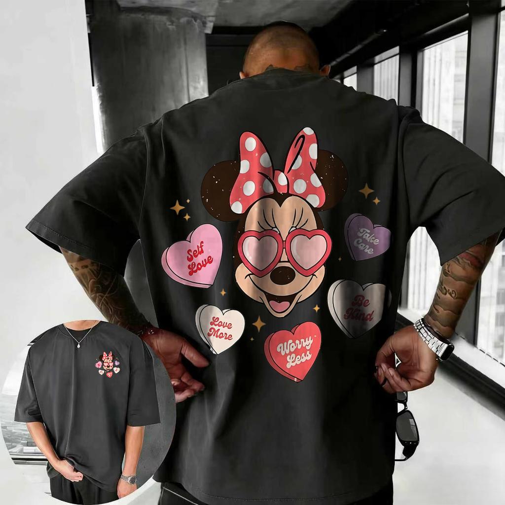 Summer 2026 Disney Cute Mickey Mouse Print Tshirt 100 Pure Cotton Shortsleeved Casual Loose Breathable Top Unisex