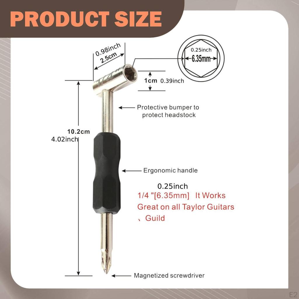 Guitar Rod Wrench, Neck Adjustment Tool, Ergonomic Steel And Rubber Handle, Suitable Accessory for