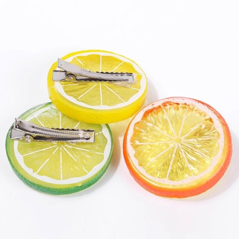 3pcs Lemon Slices Hair Clip Cosplay Halloween Hair Barrettes Realistic Hairpin for Stylish Hairstyles