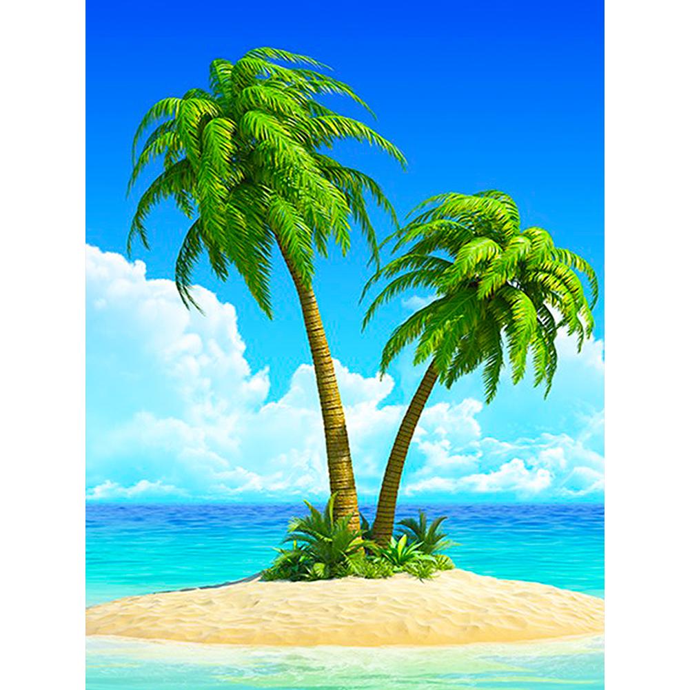 

Huacan DIY Full Drill Diamond Painting Dotz Kits Mosaic Art for Adults Home Wall Decor Coconut Tree