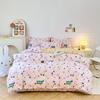 Floral Plants Duvet Cover Set 100% Cotton 3Pcs Blue Quilt Cover with 2 Pillowcases Skin-friendly Soft Bedding Set for All Season