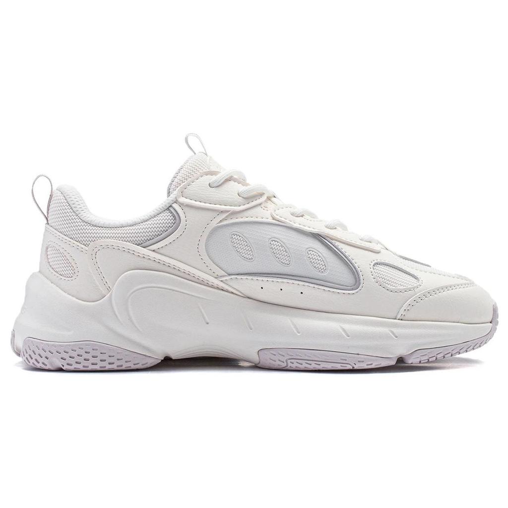 Li-Ning Wing Wind Thick Sole Height Increasing Wear Resistant Shock Absorbing Low Top Casual Shoes Women sneakers White AGCT462-1