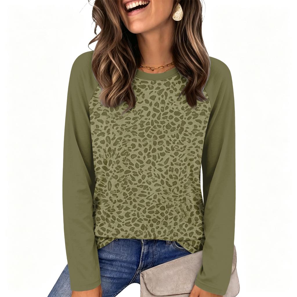 Women's Printed Colorblock Raglan Sleeve Neck Long Sleeve Sweatshirt