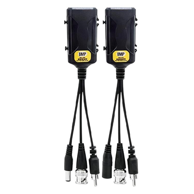 CCTV Video Balun Adapter Set with BNC Connector, RJ45 Port DC5.5X2.1Mm Power Cable for Analog Surveillances Layouts