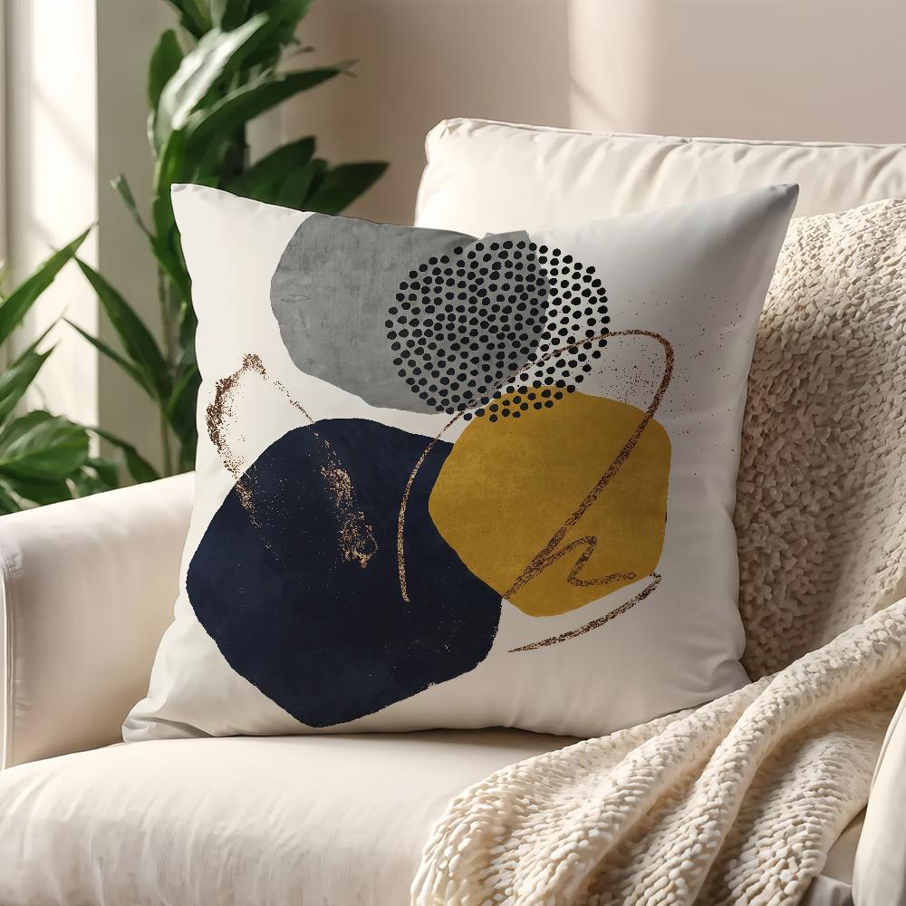 BohemianStyle Mustard Yellow Gray Abstract Art Cushion Cover For Pillow Printing Sofa Decoration Room Office Nordic Simplicity