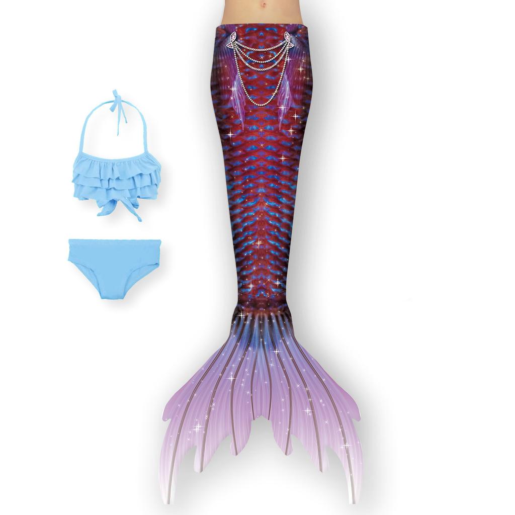 Costume da bagno da sirena per bambini, top a fascia da sirena, coda di pesce, vestito da principessa per bambine