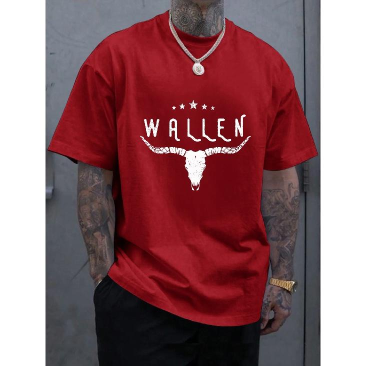 Men's Tee Cool Ox Star Printed Tee O-neck Short Sleeve T-shirt Casual Clothes Multiple Color Top