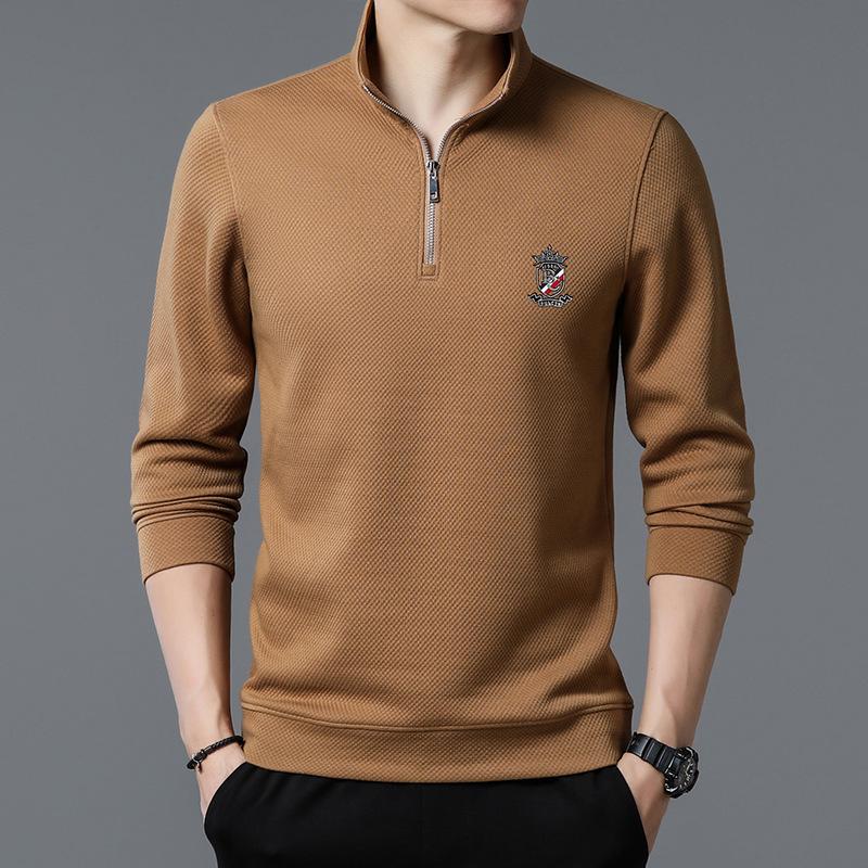 

Осенне-зимняя толстовка, мужская бархатная новая повседневная рубашка с воротником-стойкой и половиной молнии, весенне-осенняя футболка с длинными рукавами, рубашка с утолщенным дном XXXXL