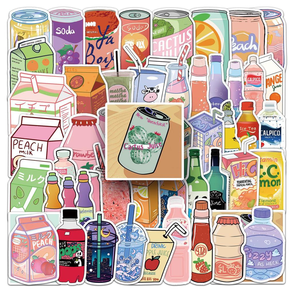 50 Pictures Ins Style Fresh Beverage Bottle Personalized Suitcase Laptop Water Cup PVC Decoration Stickers