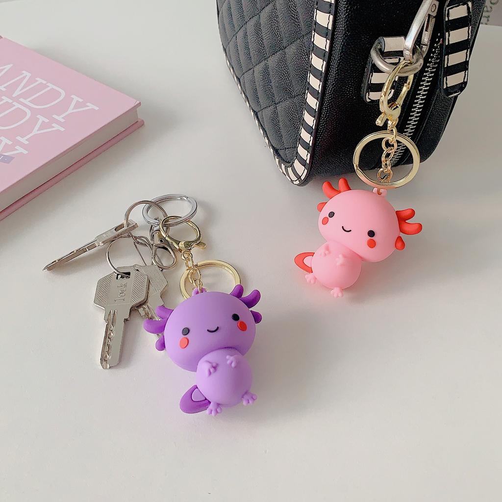 Cute Axolotl Keychain for Men Women Simulation Fish PVC Pendant Key Ring Holder for Women Friends Birthday Gift
