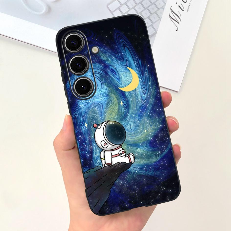 For Samsung Galaxy S24 Plus Case Lovely Yellow Duck Astronaut Matte Silicone Soft Cover For Samsung S 24 S24 Ultra S24+ 5G Funda