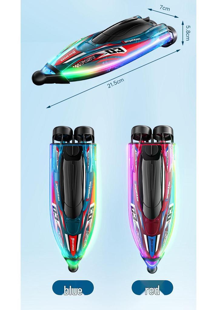 Brushless Dual-Motor RC Boat with Colorful Lights: Collision-Proof, Waterproof, Anti-Tangle Design