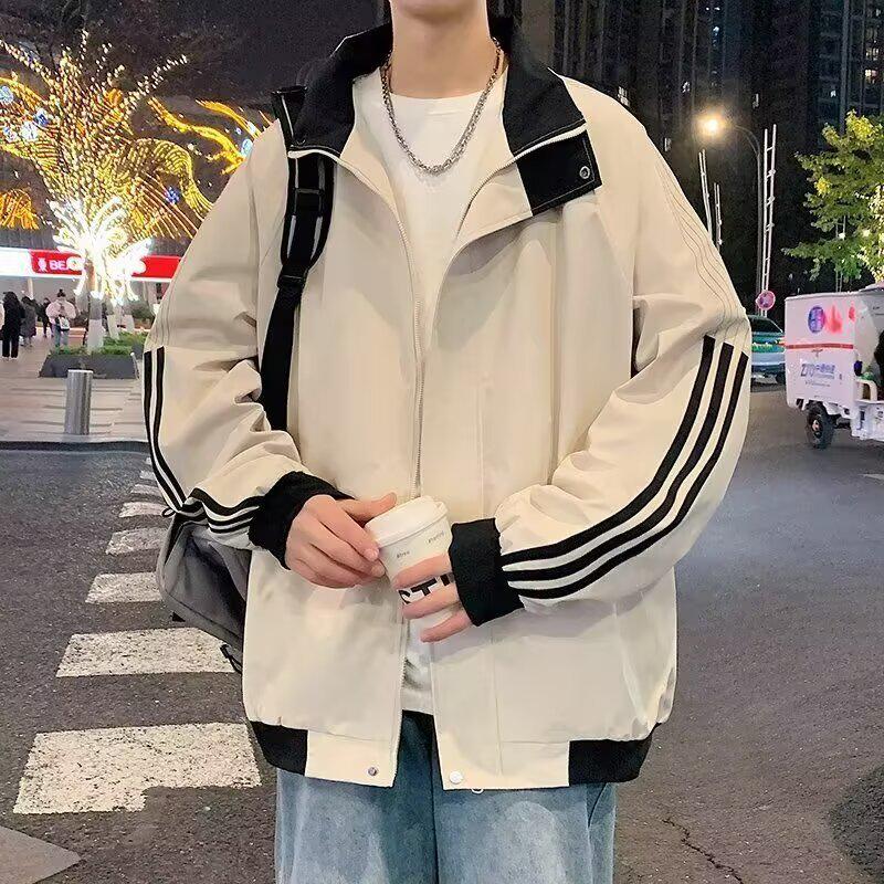 Men's Plus Size Trendy Lapel Baseball Jacket - Spring/Autumn Casual Outerwear.