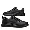 New Men's Breathable Comfort Fashion Leather Casual Shoes, Versatile Black Footwear for Spring, Summer and Autumn