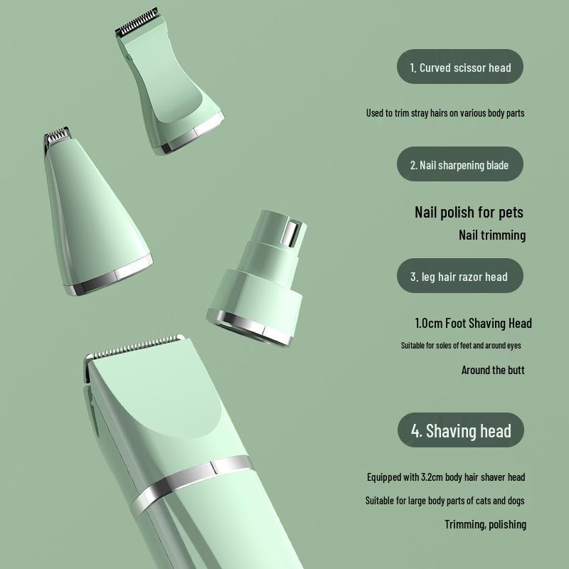 Four-in-One Pet Clipper: Cat Paw Shaver & Dog Hair Trimmer