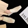 Fashion 2025 New Spring Women Pumps Square Toe Chunky Heel Women Shoes Concise Slip-on Weave Ladies Shoes Sexy