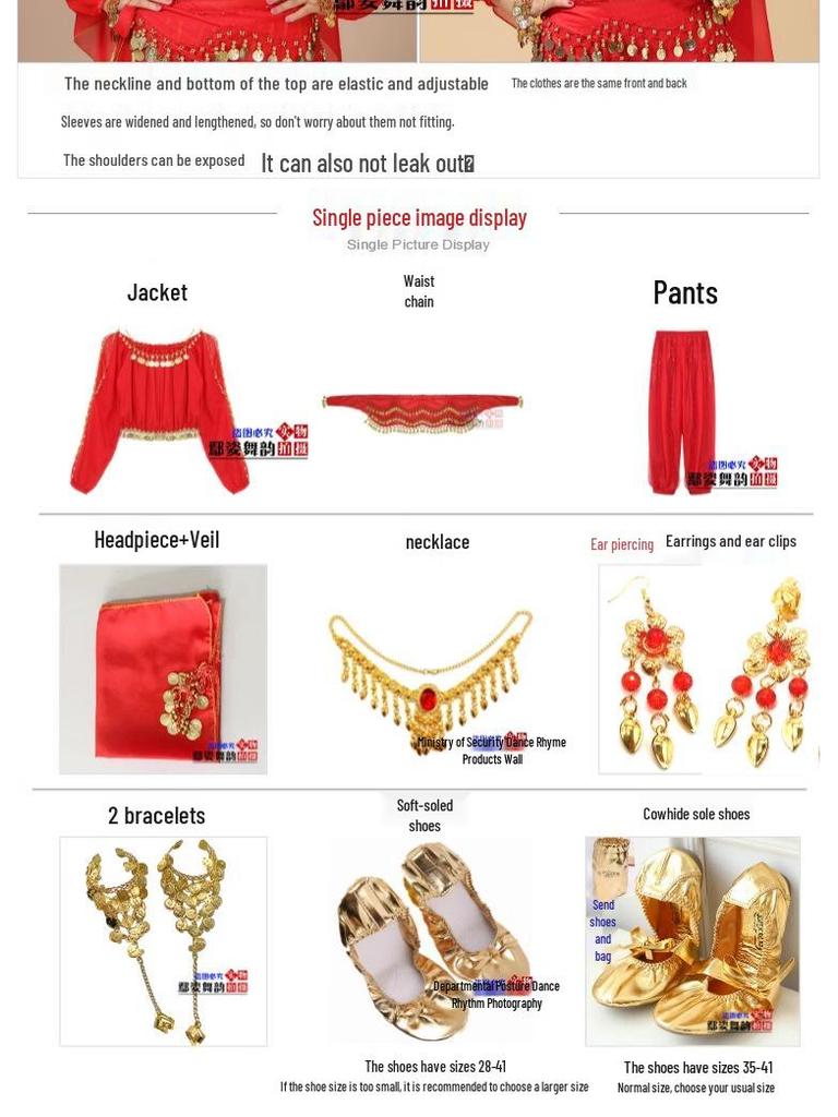 Dámský indický kostým pro břišní tanec s dlouhým rukávem pro vystoupení a praxi