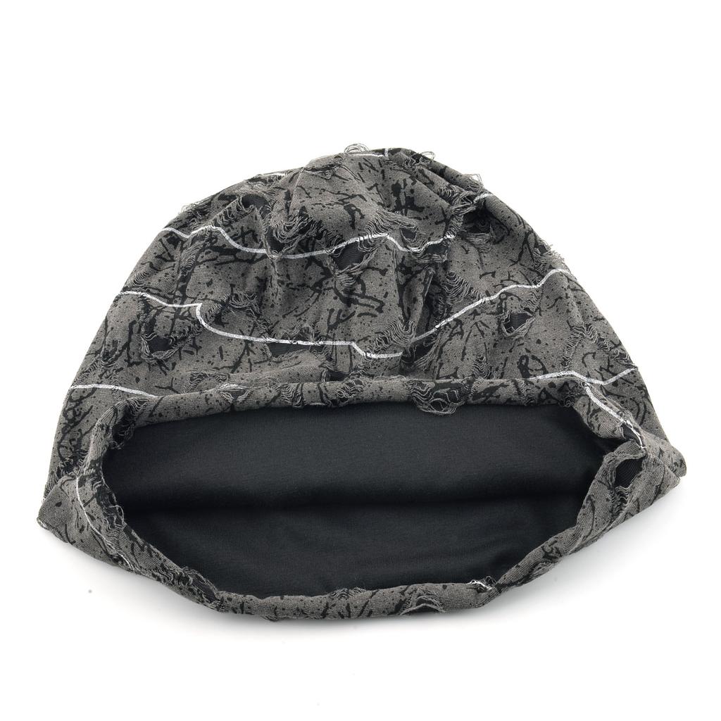 Women's Spring Autumn Thin All-match Face-showing Small Baotou Cold Vintage Loose Trendy Cool Ripped Common Jacquard Beanie
