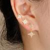 3PCS French Design Stainless Steel Zircon Star Stud Earrings Set For Women Helix Tragus Star Earring Cartilage Piercing Jewelry