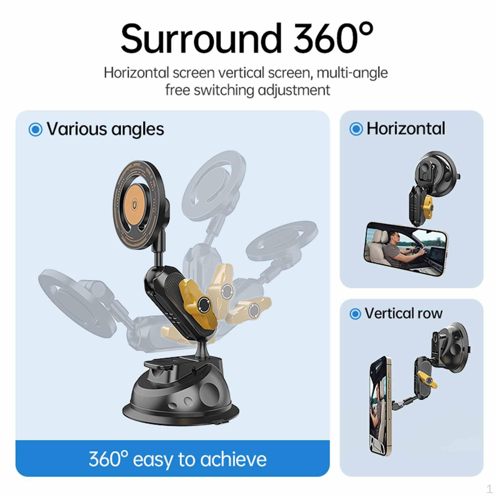 Car Phone Holder Suction Cup Adjustable Universal Multifunctional Rotatable Active Camera Mount for