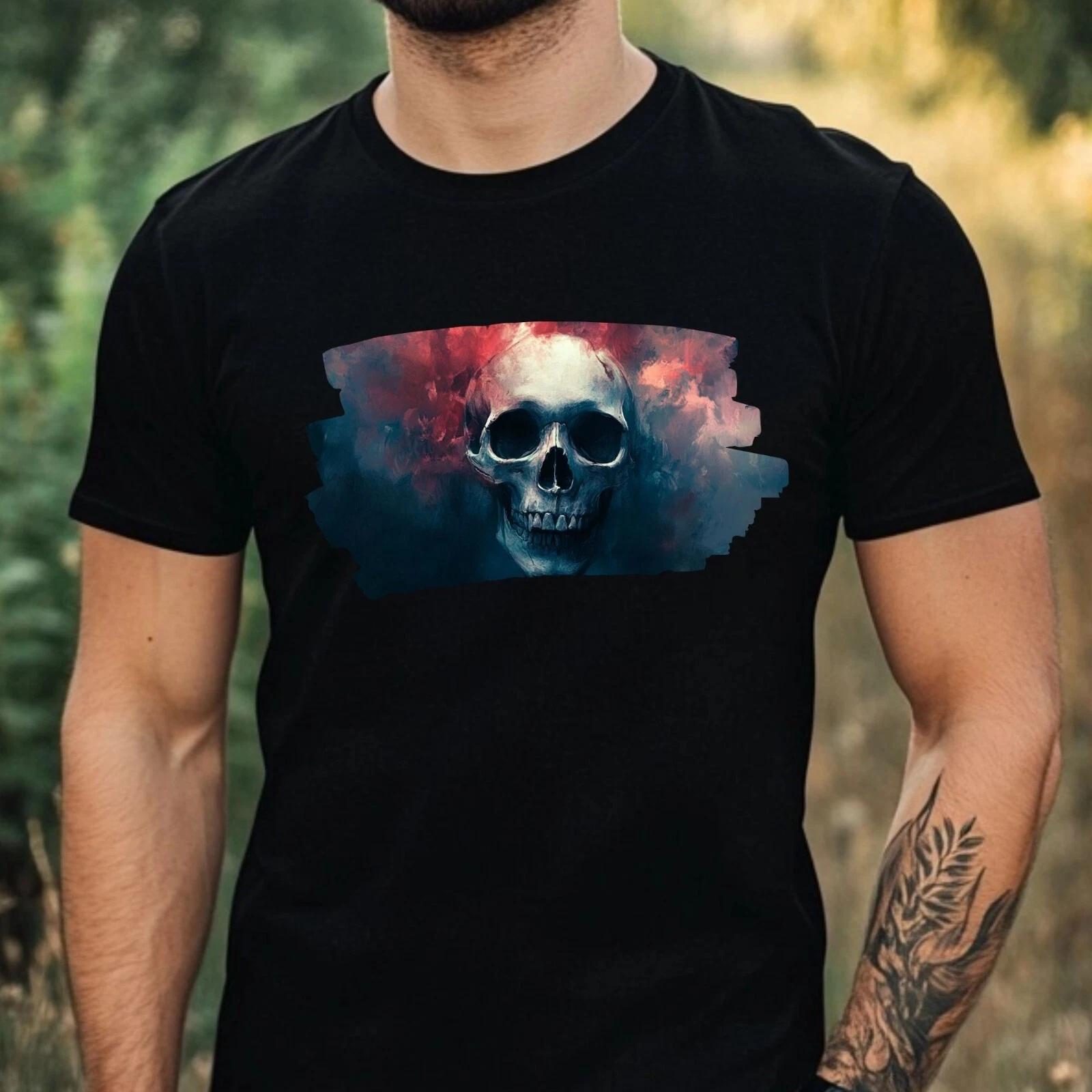 T-Shirt Herren Schädel Portrait Motiv Baumwolle Größe XS bis 5XL S