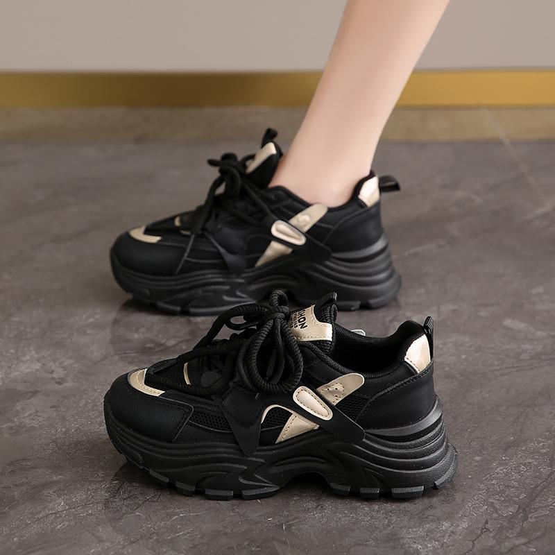 Platform Dad Shoes Women's 2025 Summer New Super Fire Versatile Breathable Mesh Sports Shoes Lightweight Casual Little White Shoes