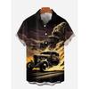 Camisa de Manga Corta de Verano para Hombre con Estampado de Motocicleta para Mujer, Camisa con Cuello, Camisa Casual de Manga Corta Hip-hop para Calle de Hombre