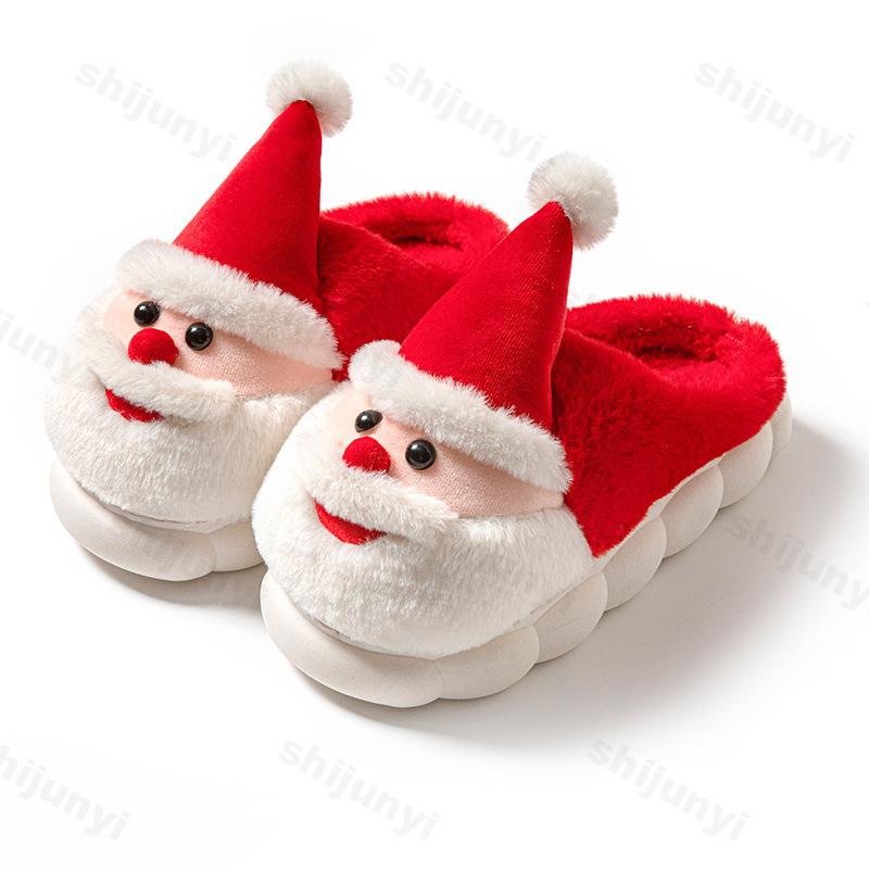 Fashion Cute Santa Claus Cotton Casual Warm Slippers for Couples 2025 Winter Fashion Soft Soled Comfortable Christmas Day Plush Draggers