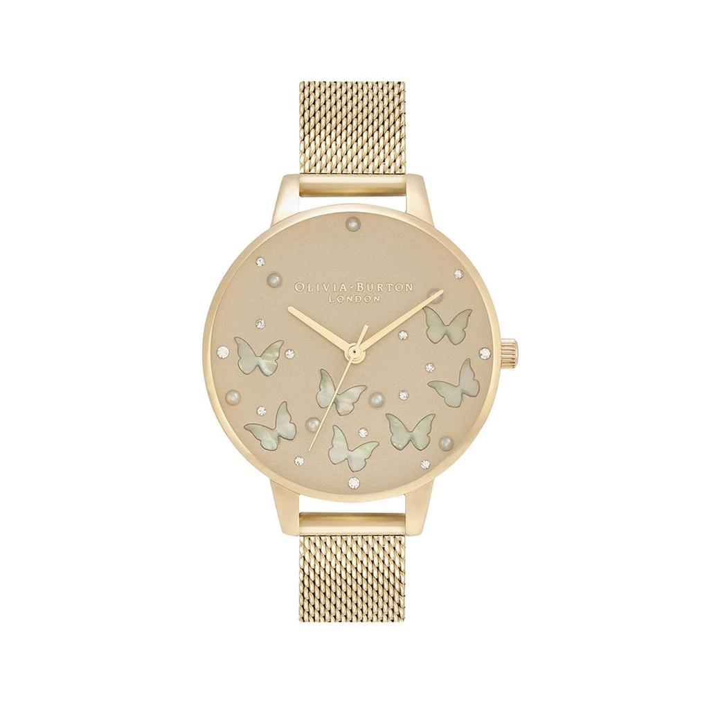 Authorized Dealer [OLIVIA BURTON] Olivia Burton Women's Watch OB16MB37 Sparkle Butterfly Demi Gold Mesh Gray Dial & White Mother-of-Pearl Butterfly
