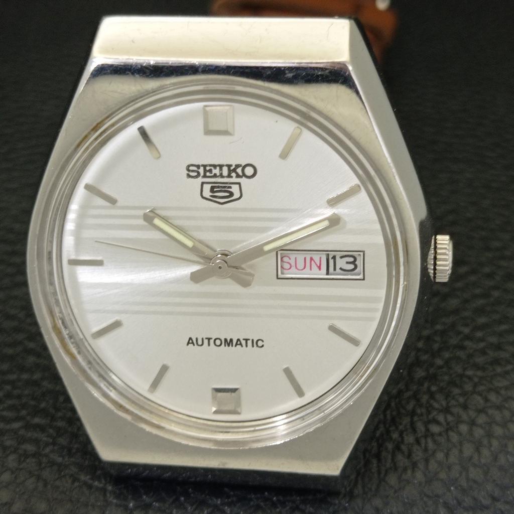 Seiko 5 AUTOMATIC 6309A JAPAN MENS VINTAGE SILVER COLOR DIAL WATCH A701557-5 R206b-a701557