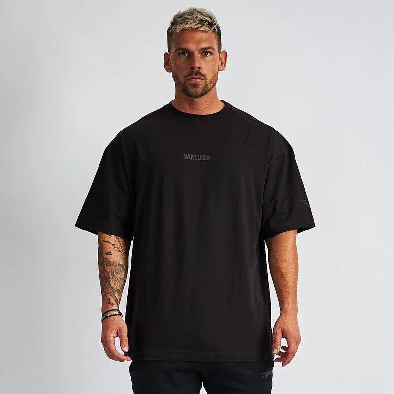 

New Summer New Arrival Tops Fitness T-shirt Men s Muscle Fashion Brothers Loose Half Sleeve Casual Sports Short Sleeve Cotton Black Label M (Recommended Weight 55-70kg)