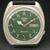 VINTAGE SEIKO 5 AUTOMATIC JAPAN MENS GREEN COLOR DIAL WATCH A708539-1