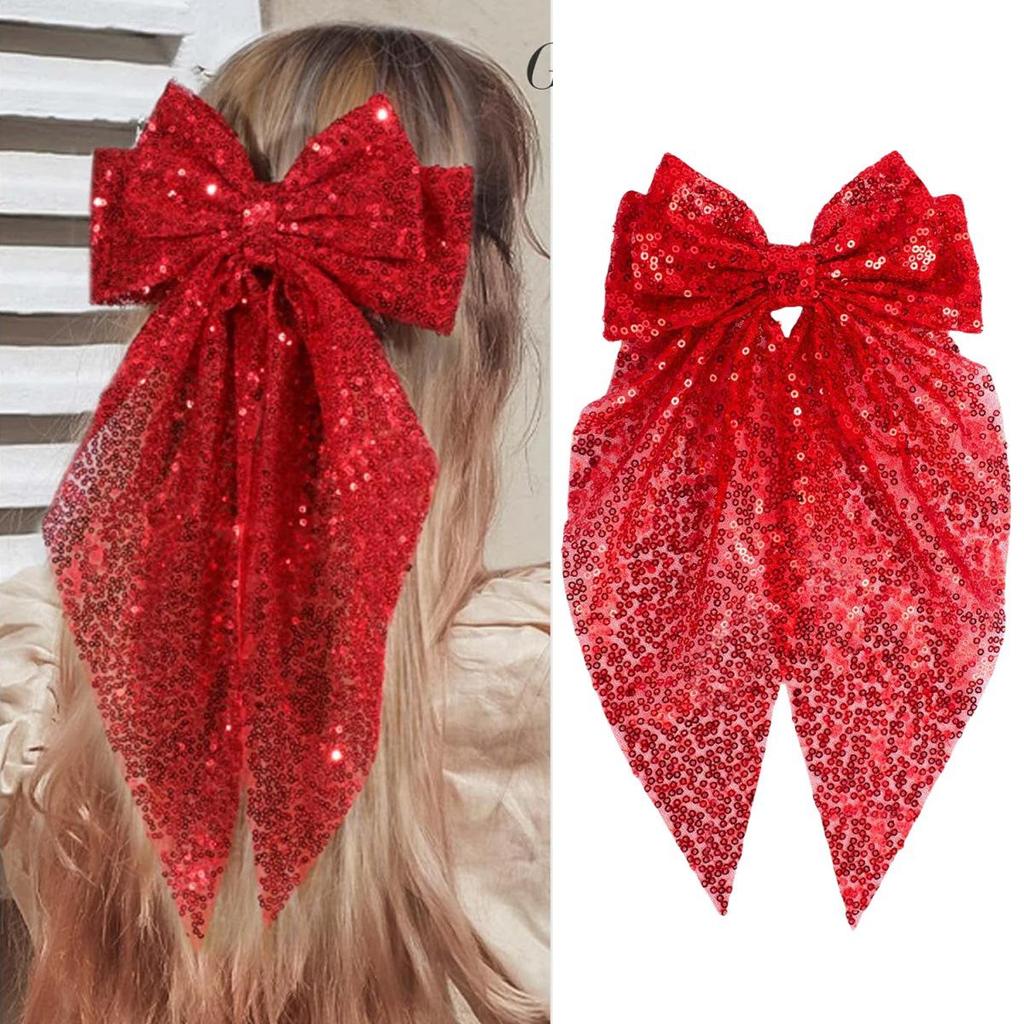 Elegante Pailletten Schleife Netzband Haarspange – Festliches Party Haaraccessoire