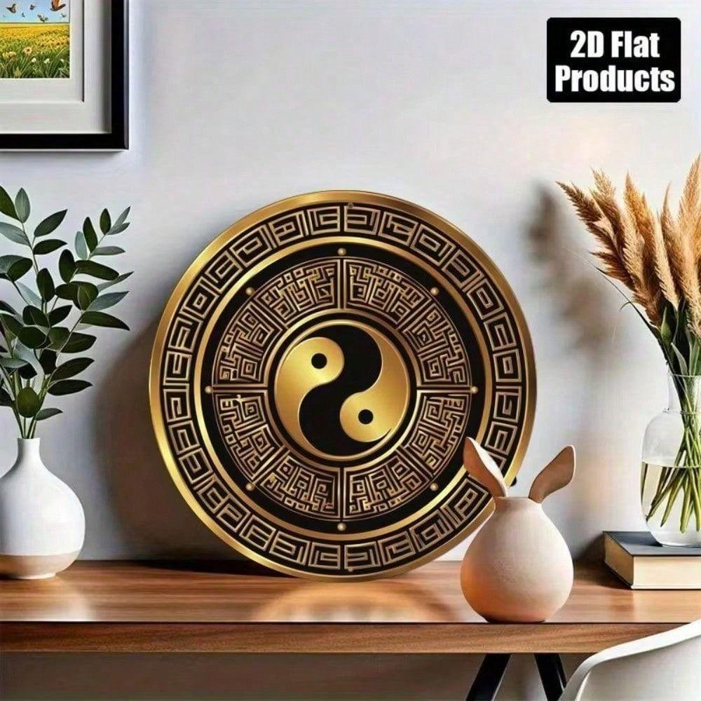 Art Mural Métallique Miroir Bagua Feng Shui 8x8 dsp 2D Aluminium Protection Maison