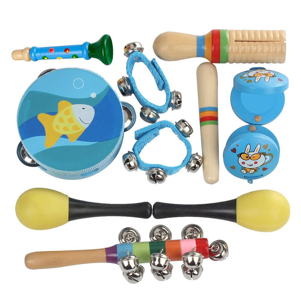 M MBAT 10-piece Orff Musical Instrument Set Early Childhood Music Toys Educational Musical Toys Percussion Instrument Set синий