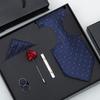 Tie Bow Tie Six-Piece Tie Men'S Dress Business Korean Edition Blue Black Red 8Cm Wedding Groom Tie